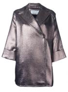 Gianluca Capannolo Metallic (grey) 'emma' Coat, Women's, Size: 38, Cotton/acrylic/polyamide/other Fibers