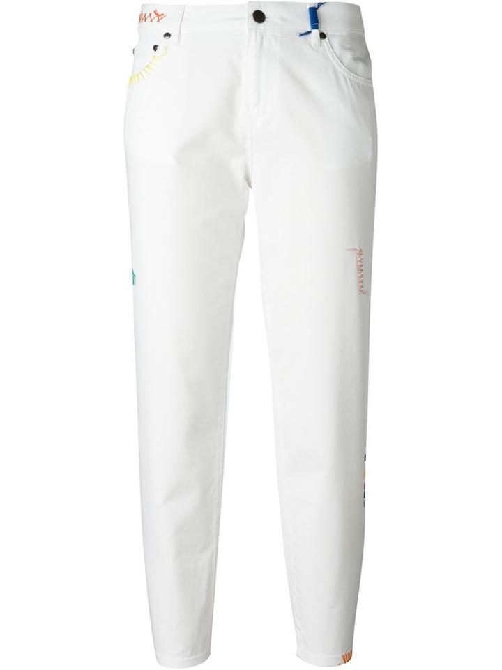 Mira Mikati Contrast Stitching Slim Fit Cropped Trousers