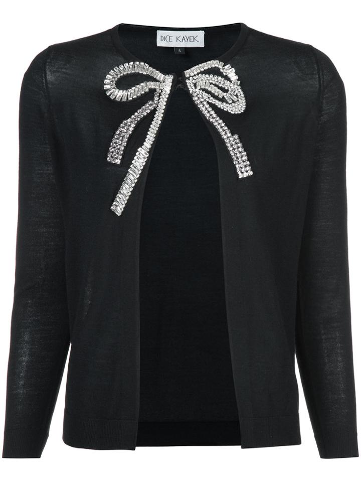 Dice Kayek Jewelled Bow Cardigan - Black