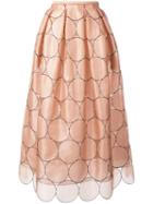 Rochas Circles Applique Skirt, Women's, Size: 40, Nude/neutrals, Silk