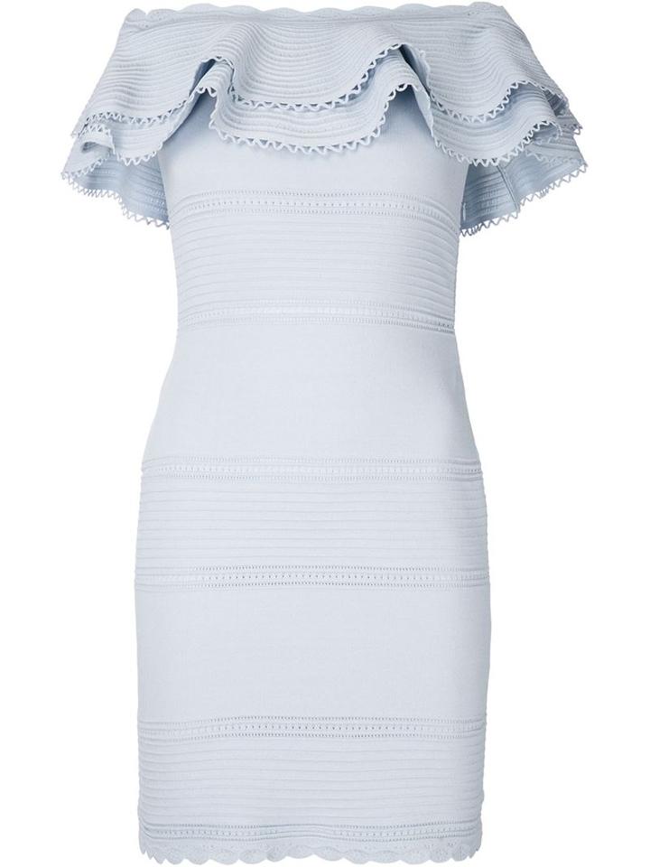 Alexander Mcqueen Ruffled Mini Dress, Women's, Size: S, Blue, Cotton/polyimide