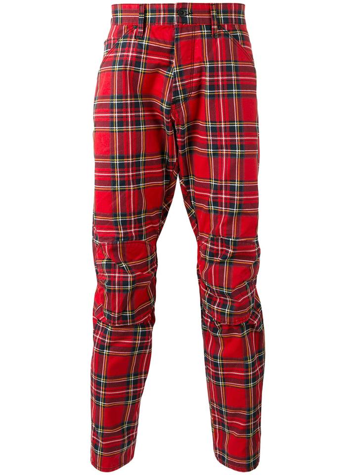 G-star Checked Tapered Pants, Men's, Size: 33, Red, Cotton/polyester