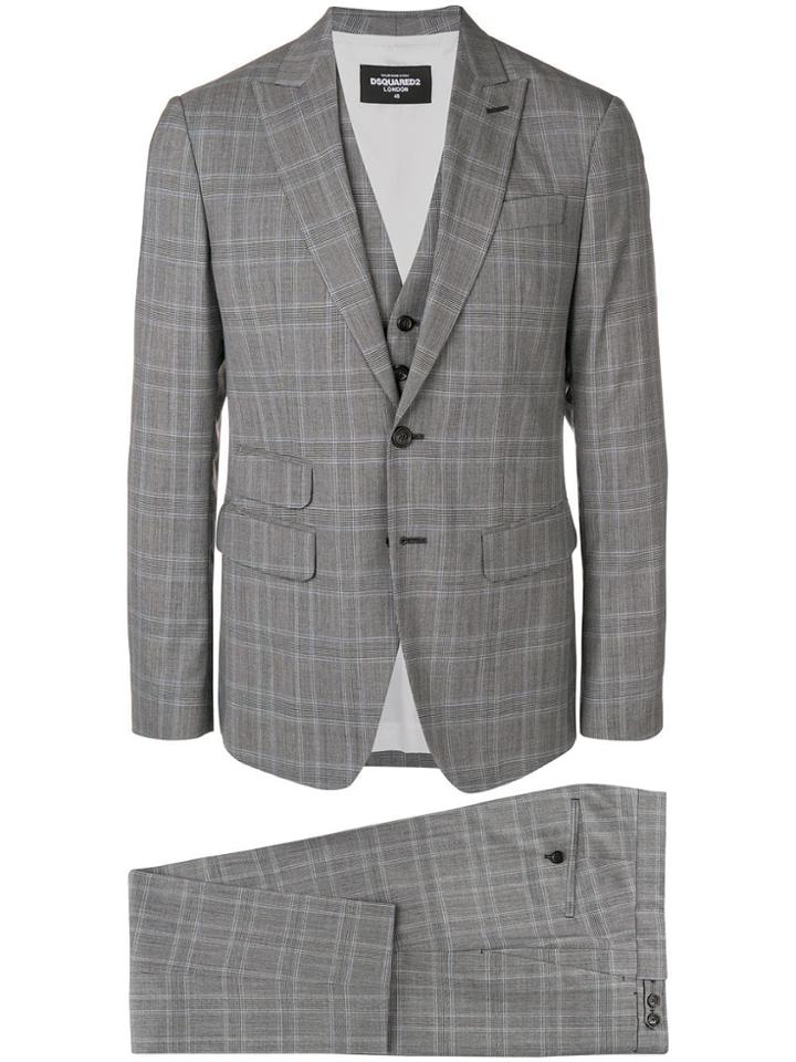 Dsquared2 Checked Three-piece Suit - Grey