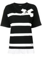 Twin-set Bow Detail Striped T-shirt - Black
