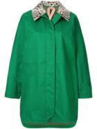 No21 Contrast-collar Coat - Green