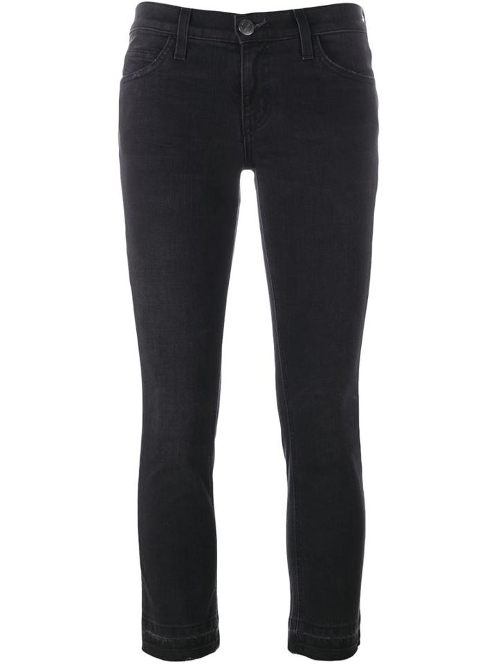 Current/elliott Frayed Hem Jeans, Women's, Size: 24, Black, Cotton/spandex/elastane