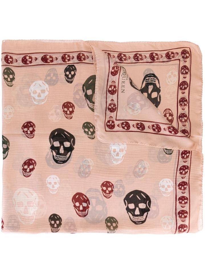 Alexander Mcqueen 'skull' Scarf, Women's, Nude/neutrals, Silk