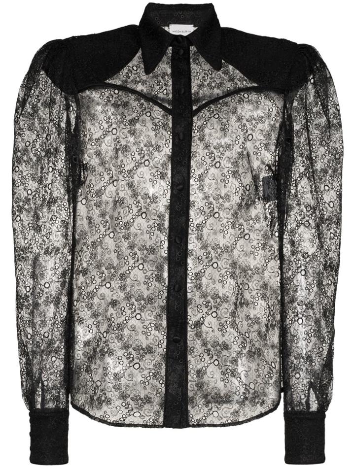 Magda Butrym Busan Lace Long Sleeve Shirt - Black