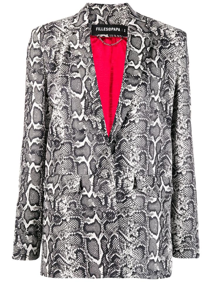 Filles A Papa Snake-print Blazer - Black