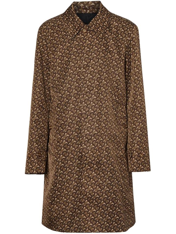 Burberry Monogram Stripe Print Nylon Car Coat - Brown