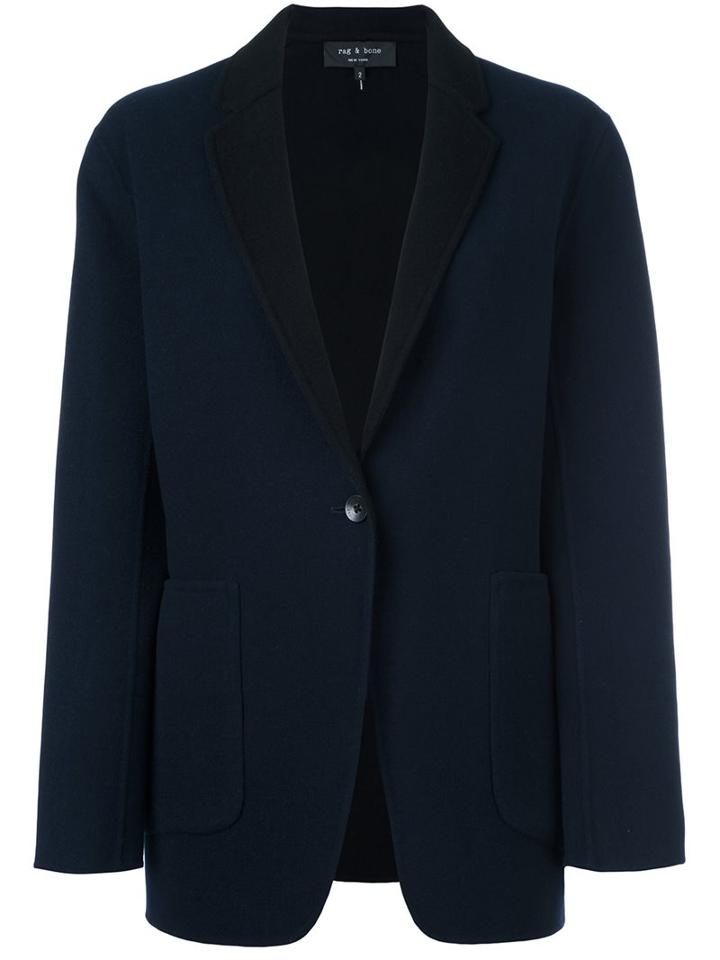 Rag & Bone Single Button Blazer, Women's, Size: 6, Blue, Wool