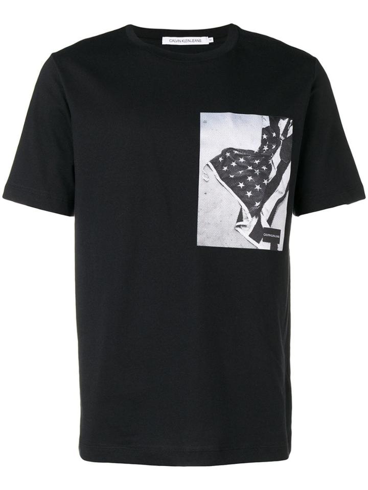 Calvin Klein Jeans Flag Print T-shirt - Black