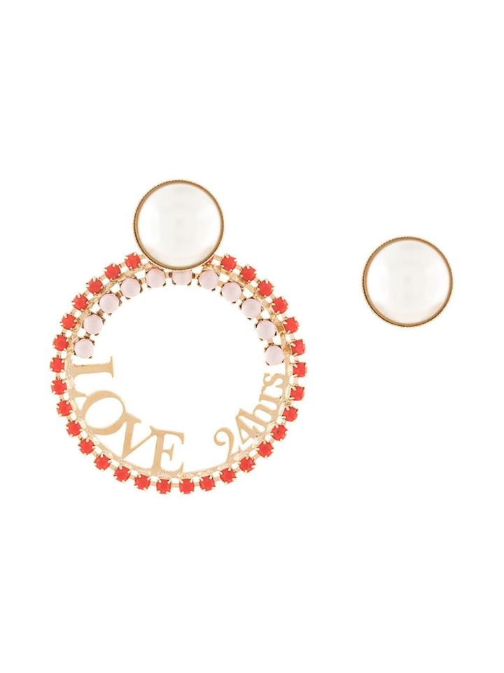 Anton Heunis Slogan Hoop Earrings - Red