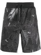 Karl Lagerfeld Palm Leaf Print Track Shorts - Black