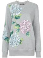 Dolce & Gabbana - Hydrangea Appliqué Sweatshirt - Women - Cotton/calf Leather/polyester - 40, Grey, Cotton/calf Leather/polyester