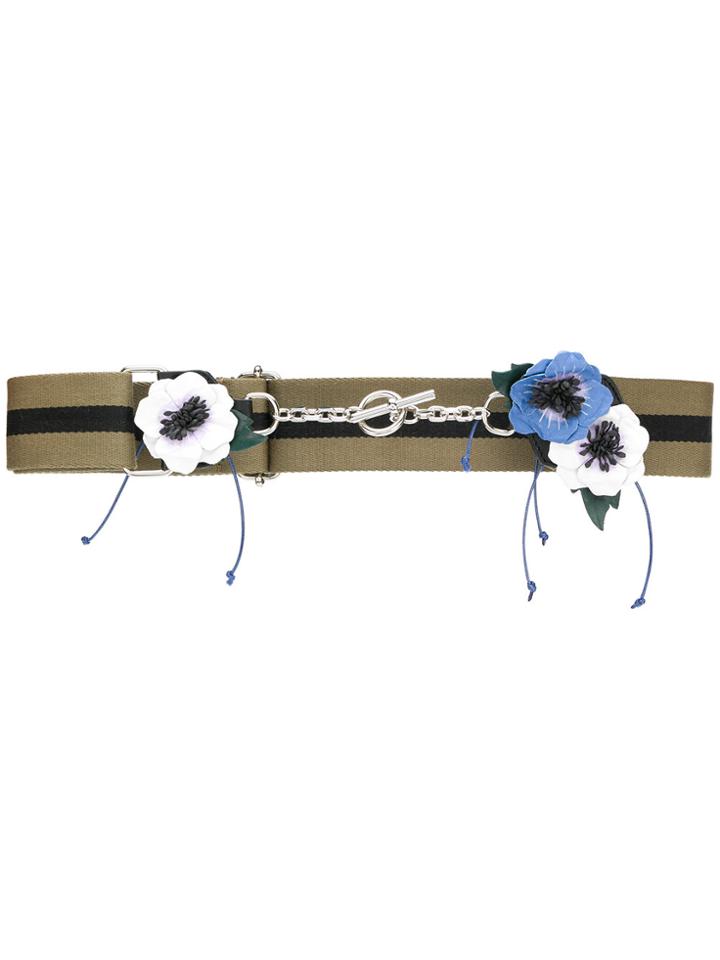 Sonia Rykiel Flower Applique Belt - Green