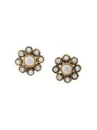 Chanel Vintage Rhinestone Pearl Earrings - Metallic