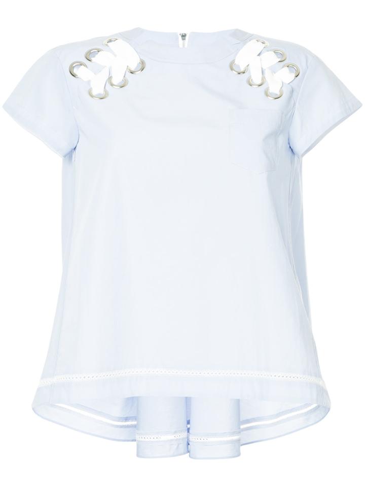 Sacai Lace-up Detail T-shirt - Blue