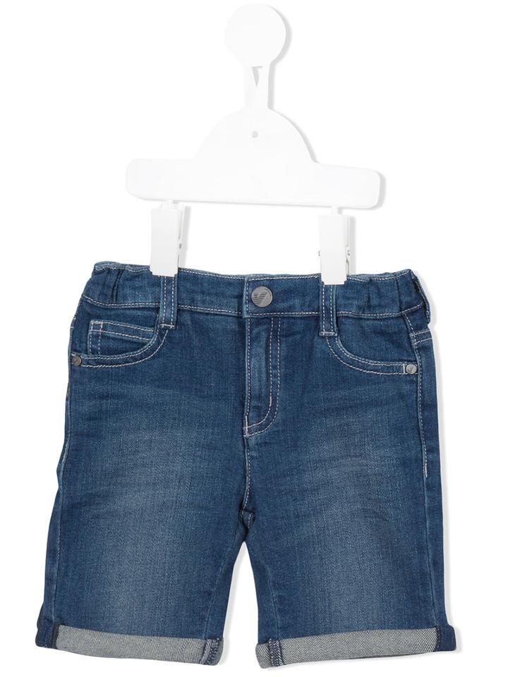 Armani Junior Washed Denim Shorts, Toddler Boy's, Size: 12 Mth, Blue
