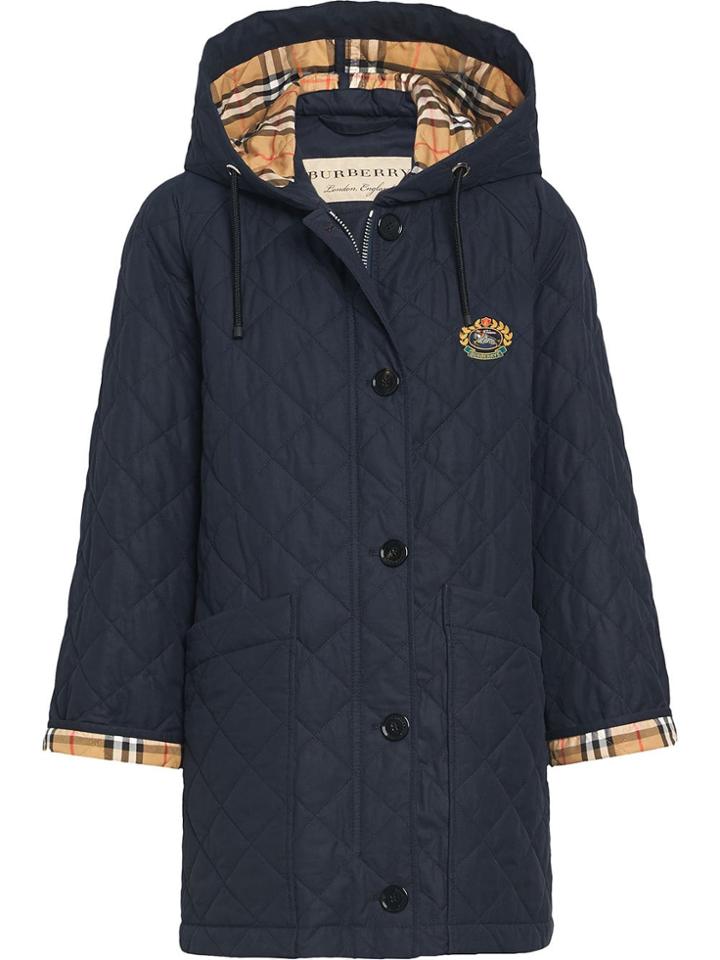 Burberry Quilted Check Cuff Raincoat - Blue