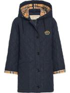 Burberry Quilted Check Cuff Raincoat - Blue