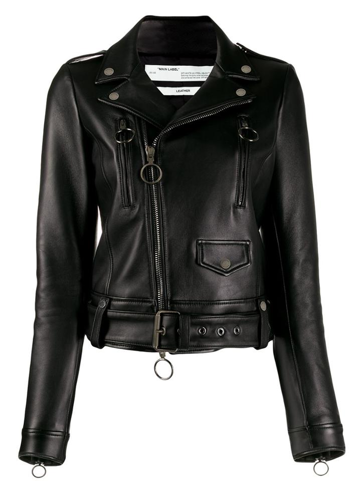 Off-white Arrows Logo Biker Jacket - Black