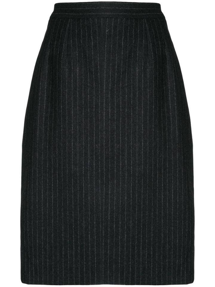 Yves Saint Laurent Vintage 1990 Pinstriped Skirt - Black