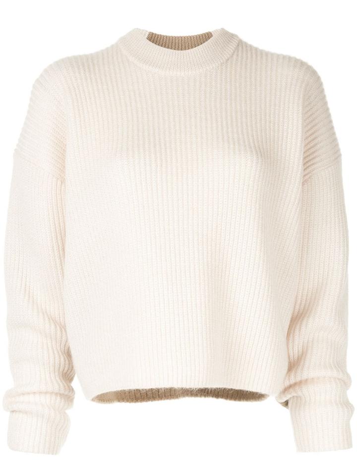 Ck Calvin Klein Long-sleeve Fitted Sweater - Neutrals