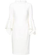 Badgley Mischka Pearl Sleeve Cocktail Dress - White