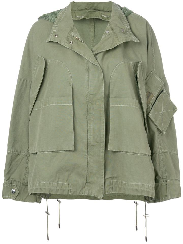 Army Yves Salomon Oversize Jacket - Green
