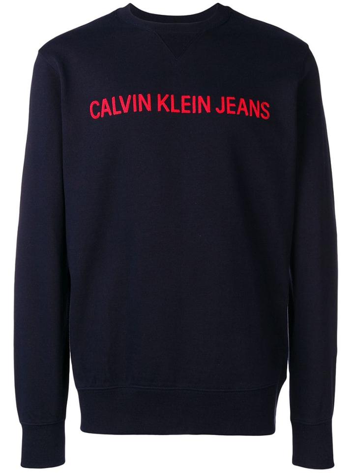 Calvin Klein Jeans Logo Stitched Sweatshirt - Blue