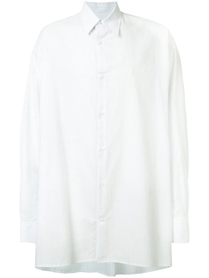 Raf Simons Striped Oversized Sleeve Shirt, Men's, Size: 46, White, Cotton