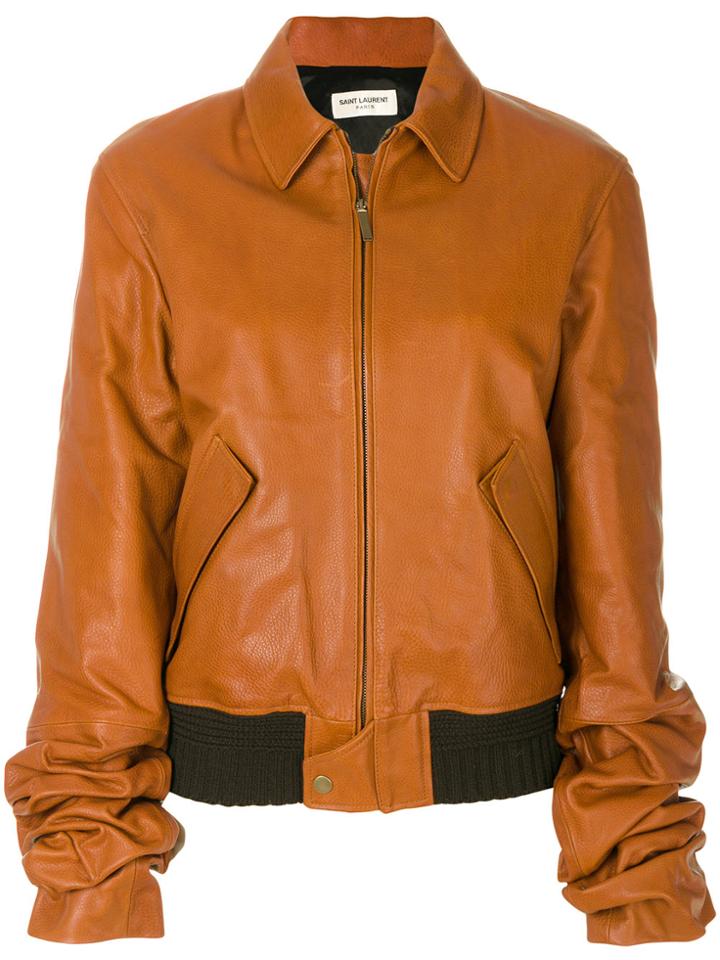 Saint Laurent Oversized Bomber Jacket - Brown