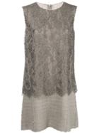Dolce & Gabbana Vintage Lace Panel Short Dress - Brown