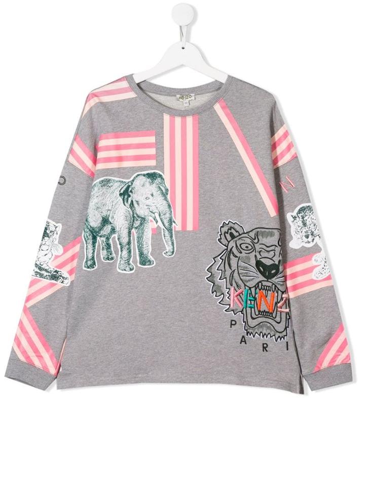 Kenzo Kids Striped Tiger Sweater - Grey