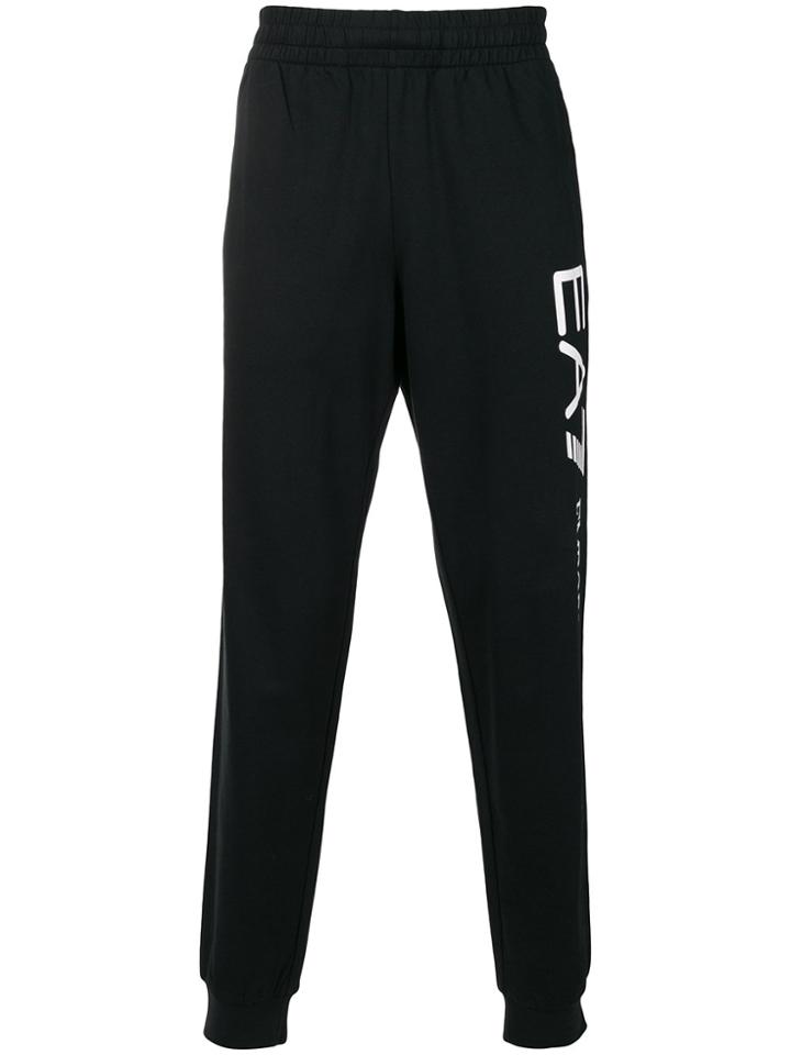 Ea7 Emporio Armani Logo Tapered Tracksuit Bottoms - Black