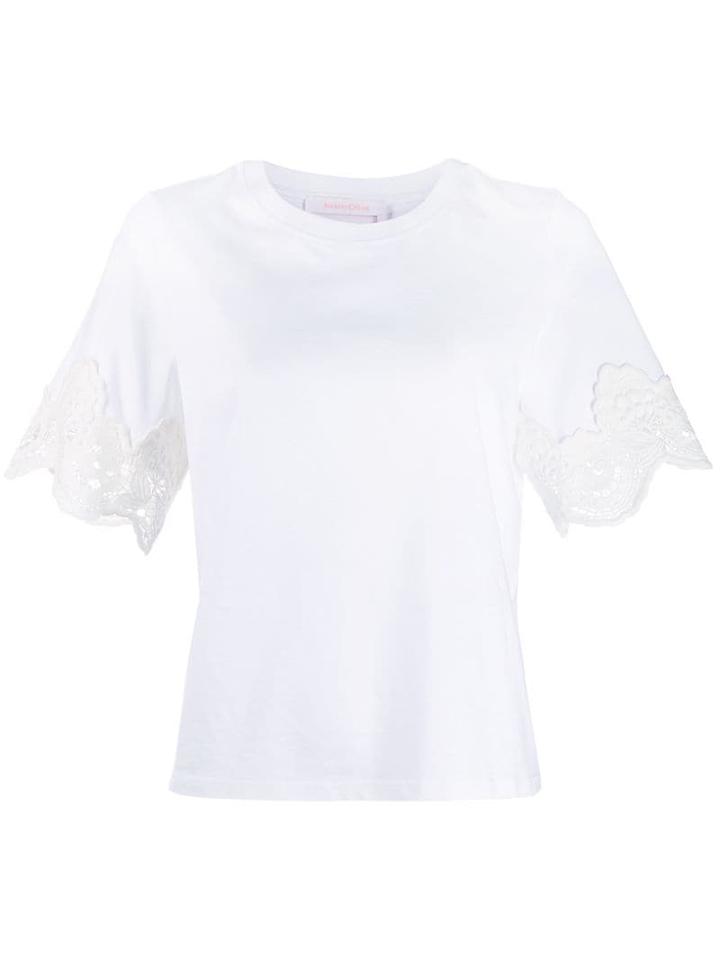 See By Chloé Lace Sleeve T-shirt - White
