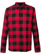 En Noir Checked Shirt, Men's, Size: Large, Red, Cotton/leather