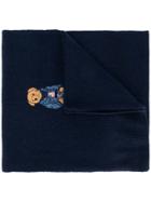 Ralph Lauren Embroidered Bear Knitted Scarf - Blue