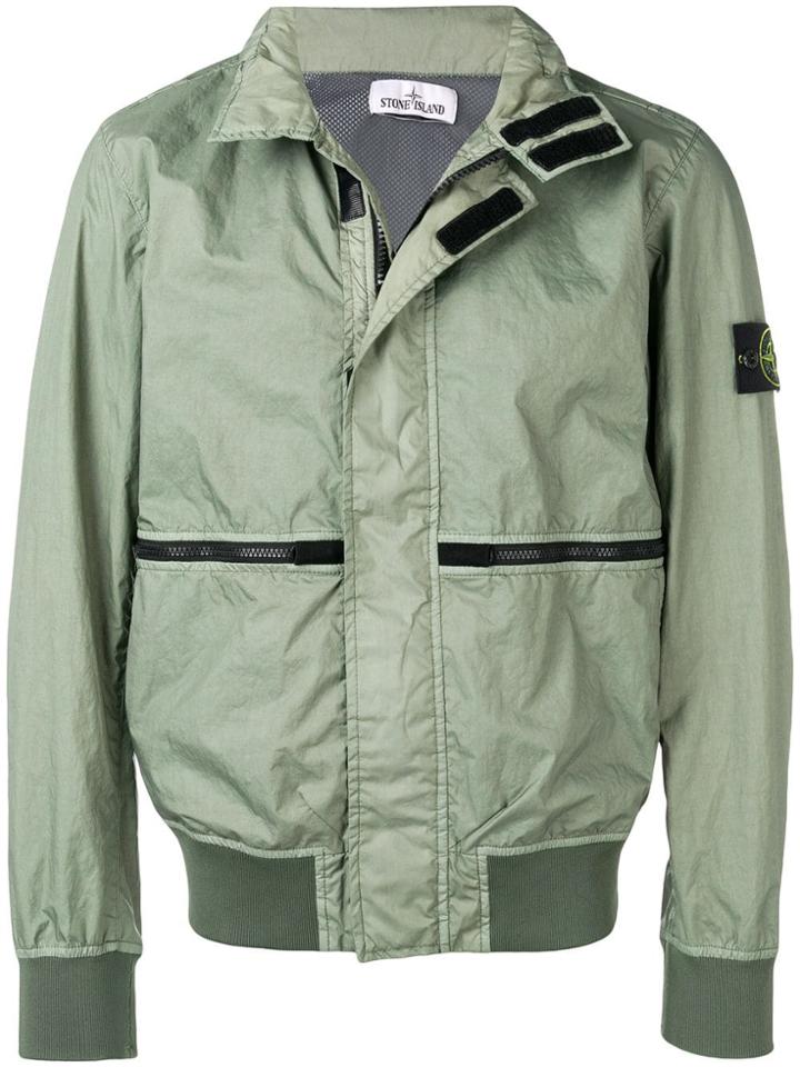 Stone Island Zip Detail Bomber Jacket - Green