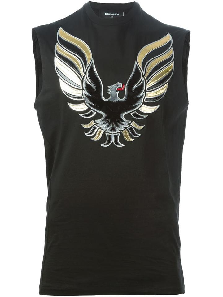 Dsquared2 Bird Appliqué T-shirt, Men's, Size: Medium, Black, Cotton