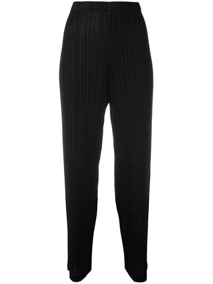 Pleats Please By Issey Miyake Pleated Cropped Trousers, Women's, Size: 4, Black, Polyester