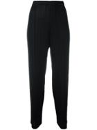 Pleats Please By Issey Miyake Pleated Cropped Trousers, Women's, Size: 4, Black, Polyester