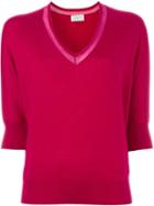 Lanvin V-neck Sweater, Women's, Size: Large, Pink/purple, Silk/polyamide/spandex/elastane/cashmere