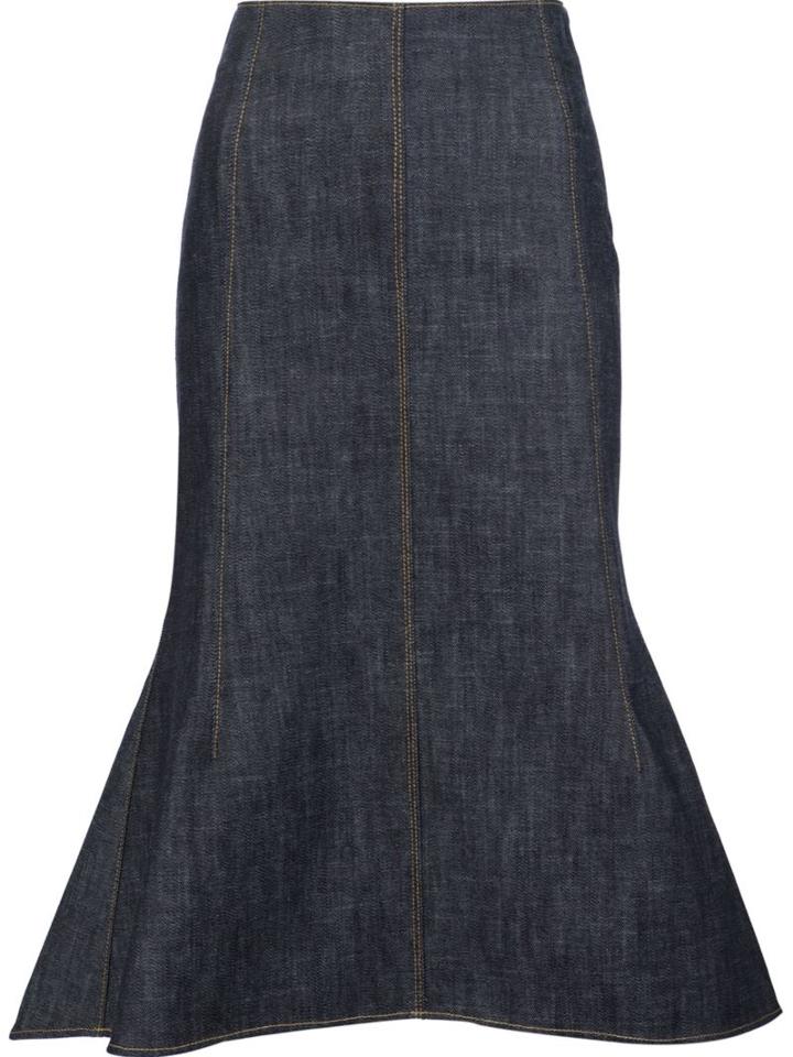 Derek Lam High-waisted Flared Skirt, Women's, Size: 42, Blue, Cotton/polyester