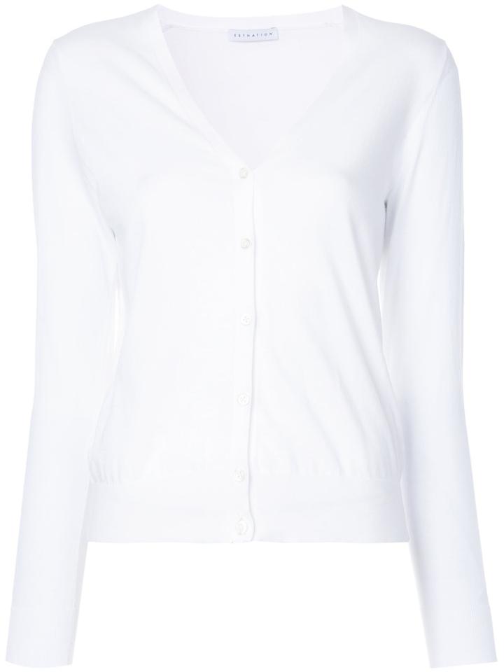 Estnation V-neck Cardigan, Women's, Size: 38, White, Cotton