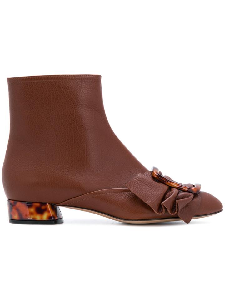 Casadei Tortoiseshell Buckle Booties - Brown