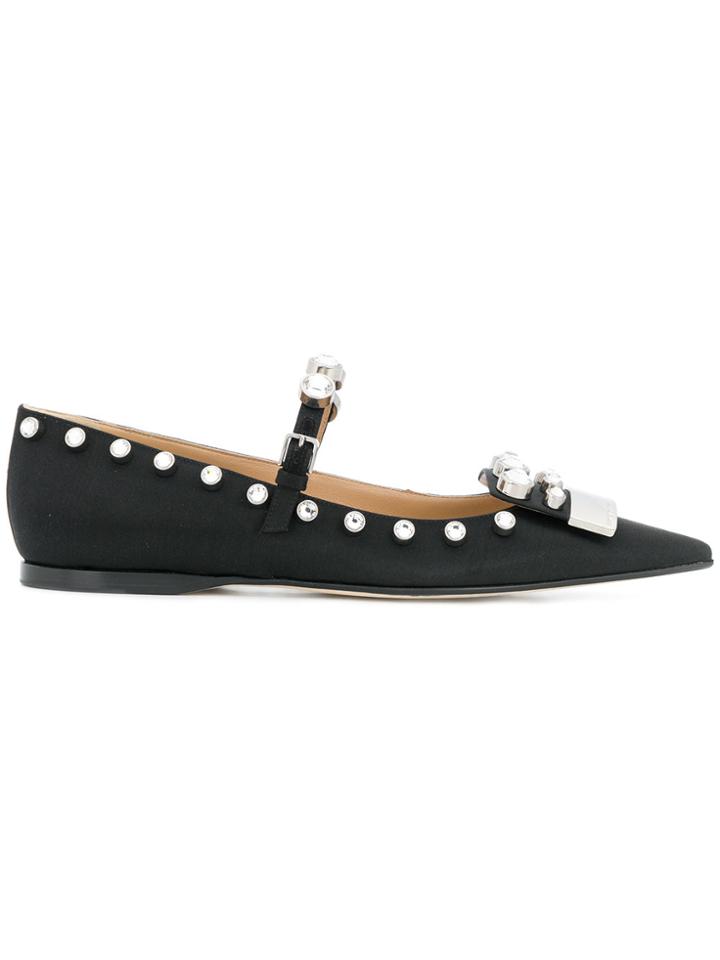 Sergio Rossi Pointed Toe Ballerinas - Black