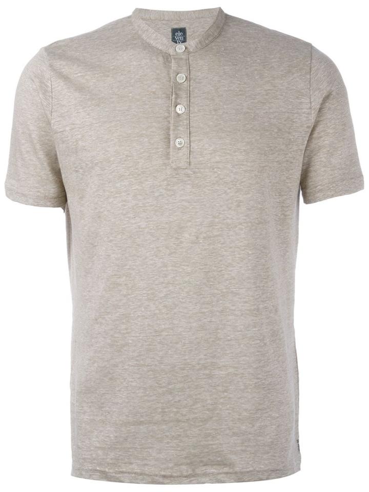 Eleventy Buttoned T-shirt, Men's, Size: Xxl, Nude/neutrals, Linen/flax/cotton