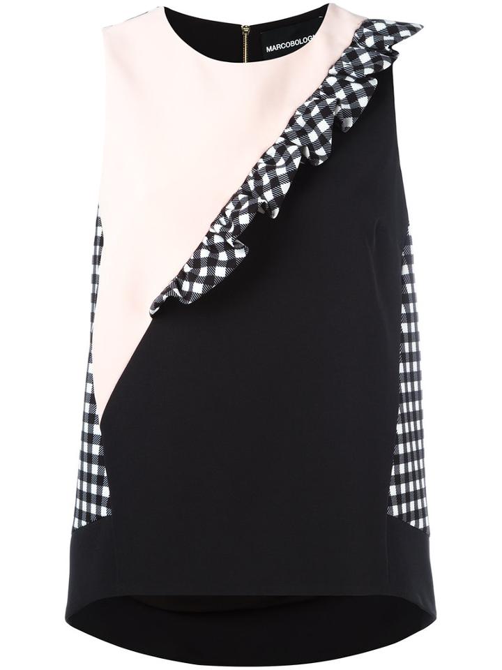 Marco Bologna Gingham Trim Top, Women's, Size: 44, Black, Polyester/spandex/elastane